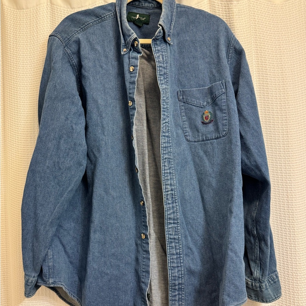 Vintage Hunt Club Chambray Denim Corduroy Cotton Shirt